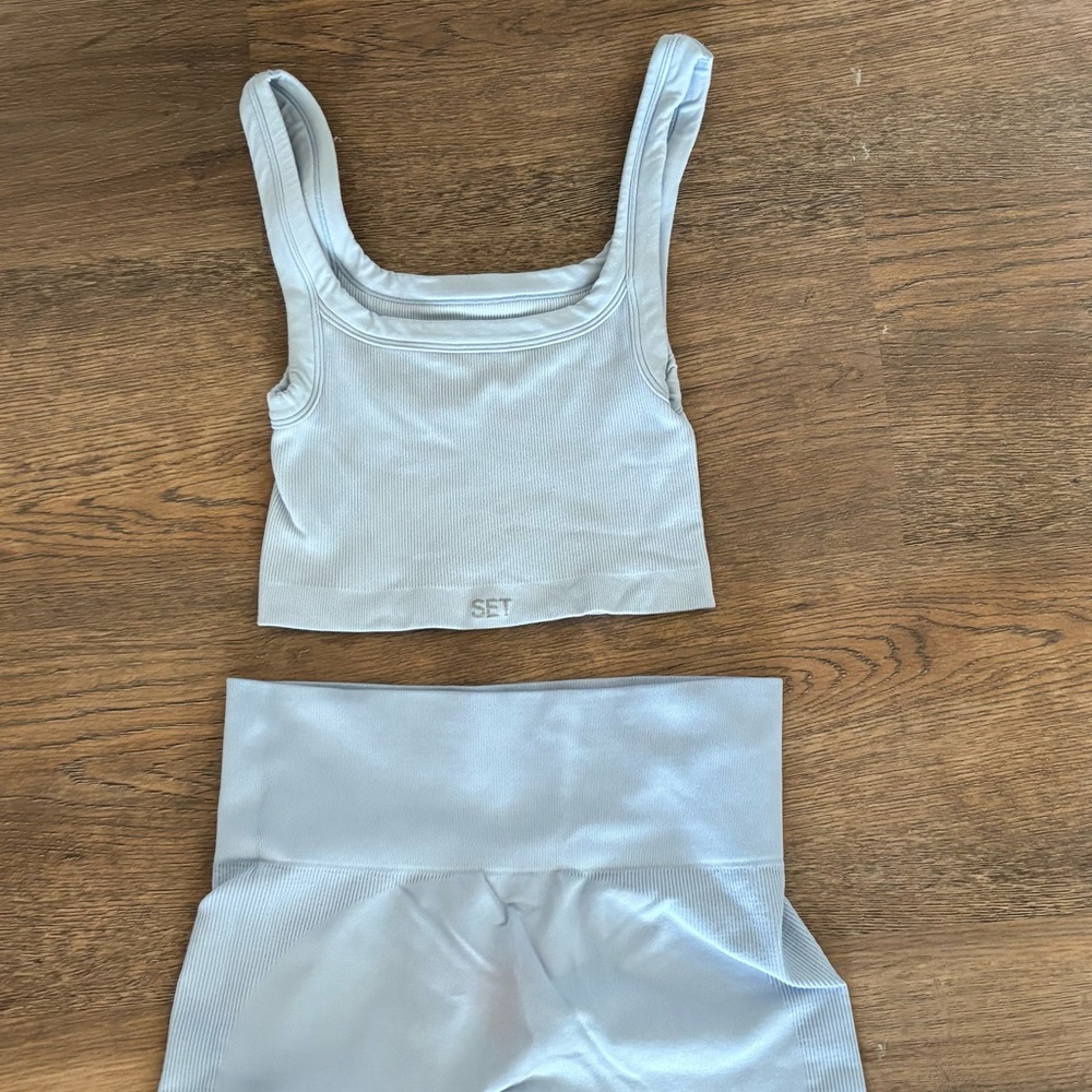 SET Active Light Blue Sports Bra and Shorts